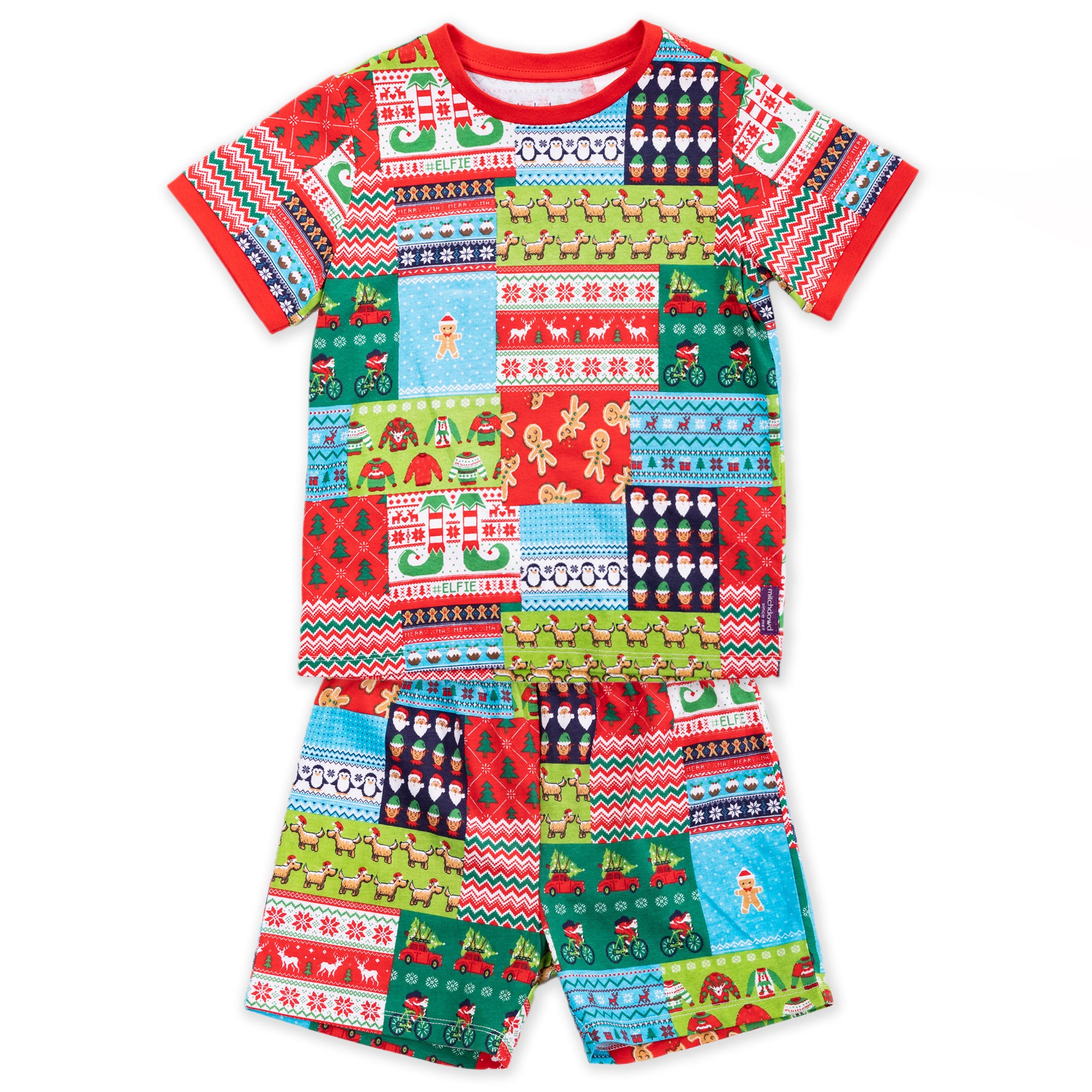 Kid's Wrapping Paper Matching Family Pyjama Set with Pet Bandana