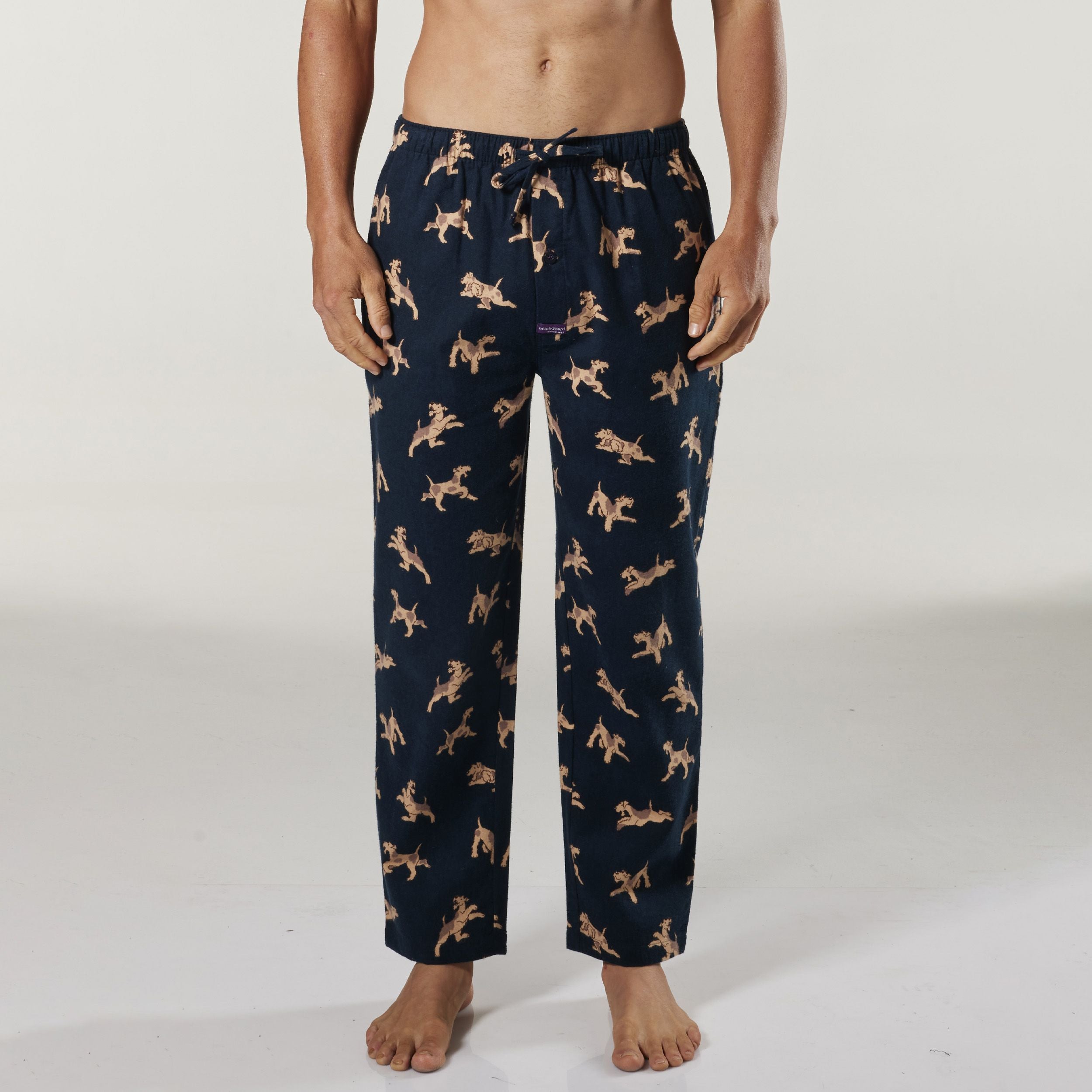 Men's Jumping Airedales Cotton Flannel Sleep Pants