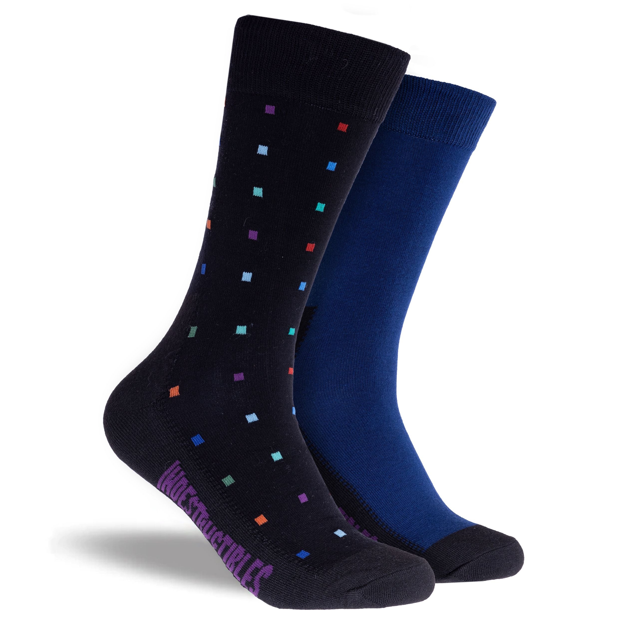 Men's Plain Cotton Indestructibles Crew Socks 2 Pack - Dot