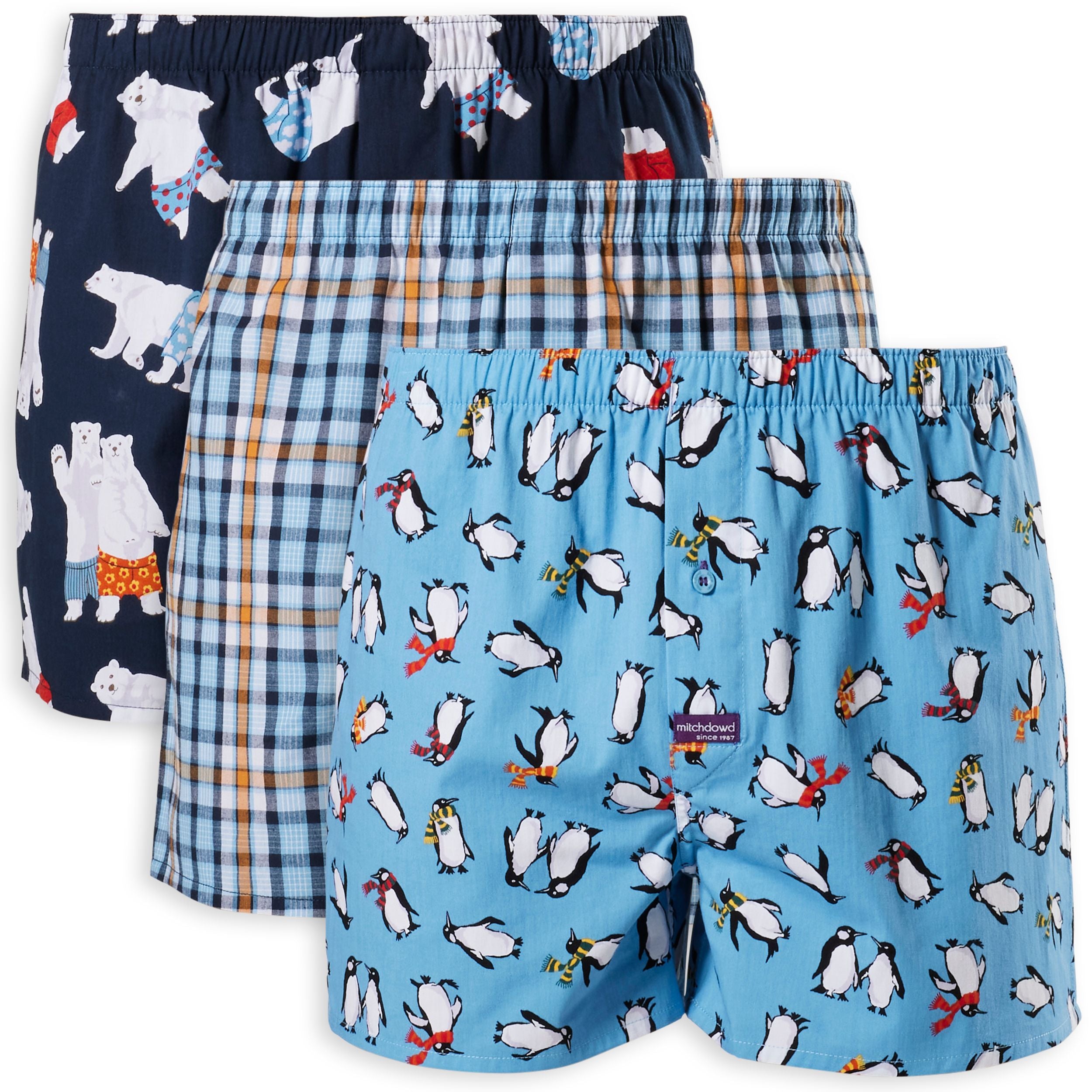 Men's Polar Bears & Penguins Cotton Boxer Short 3 Pack