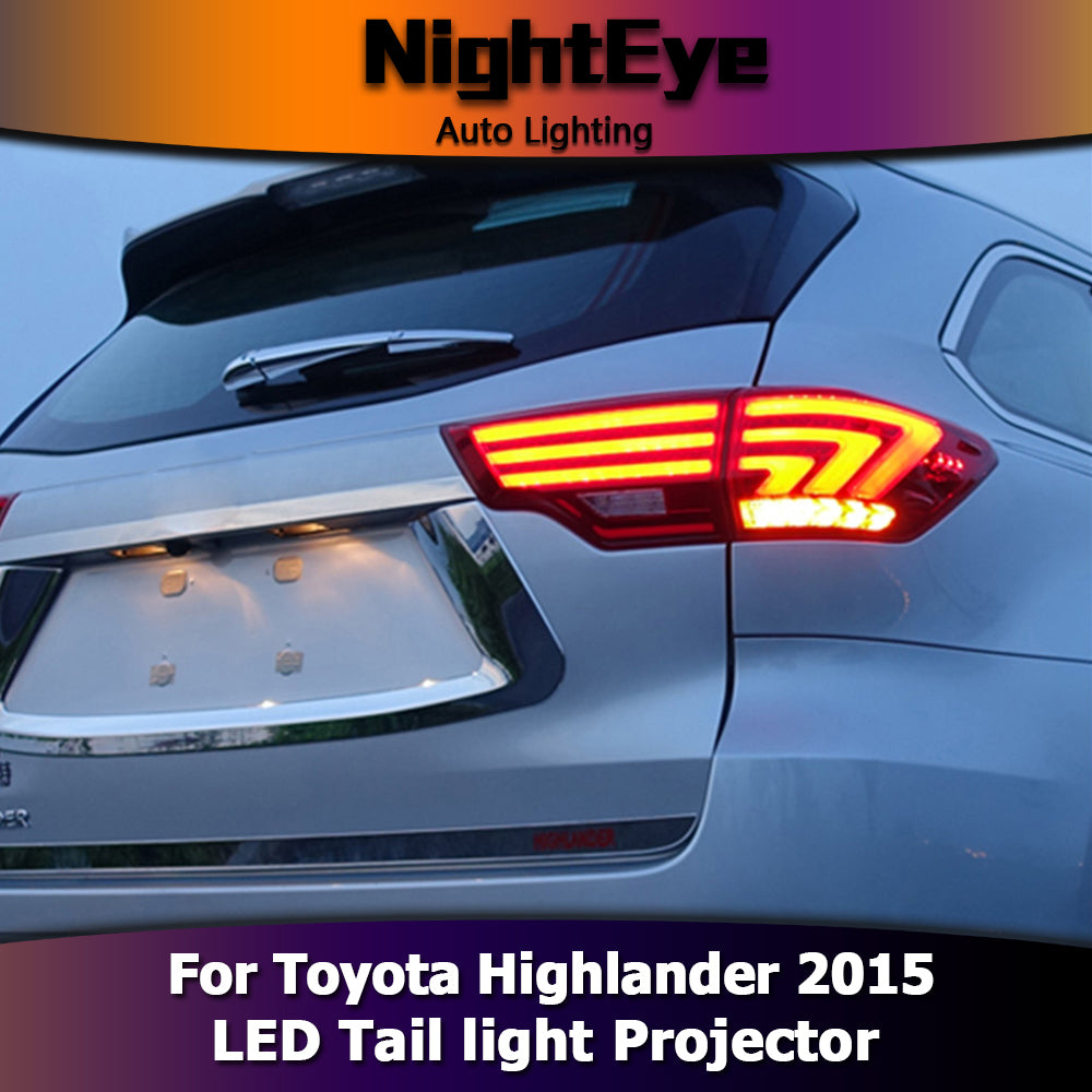 NightEye Car Styling for Toyota Highlander Tail Lights 2015 New Kluger LED Tail Light Lexus Type Rear Lamp DRL+Brake+Park+Signal
