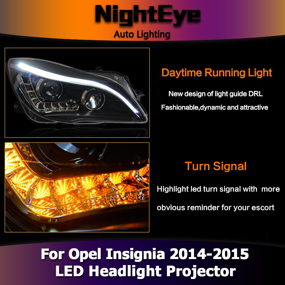 NightEye Car Styling for Opel Insignia Headlights 2014-2015 Insignia LED Headlight DRL Bi Xenon Lens High Low Beam Parking Fog Lamp