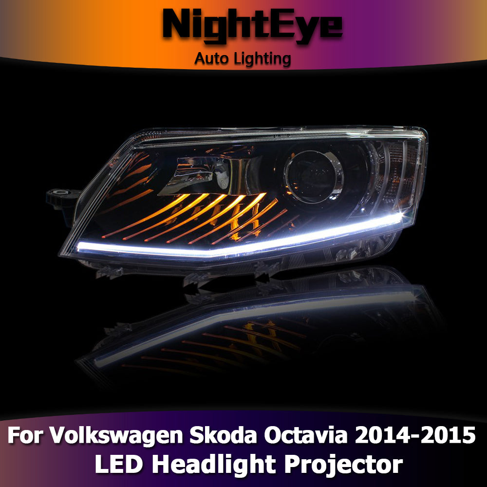 NightEye Car Styling for Skoda Octavia Headlights 2014-2015 New Octavia LED Headlight LED DRL Bi Xenon Lens High Low Beam Parking