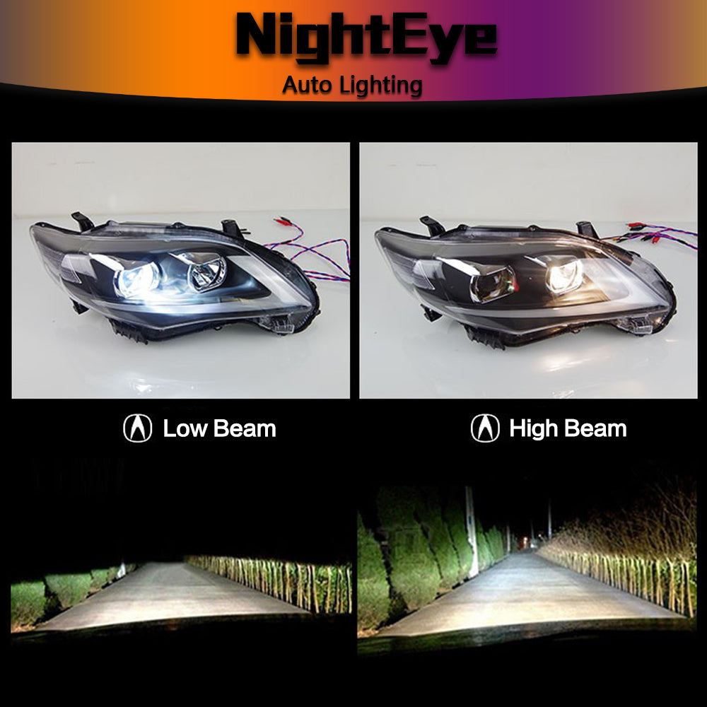 NightEyeCar Car Styling for Toyota Corolla Headlights 2011-2013 Altis LED Headlight DRL Bi Xenon Lens High Low Beam Parking Fog Lamp