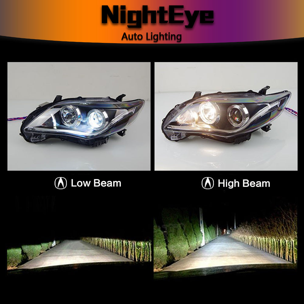 NightEyeCar Car Styling for Toyota Corolla Headlights 2011-2013 Altis LED Headlight DRL Bi Xenon Lens High Low Beam Parking Fog Lamp