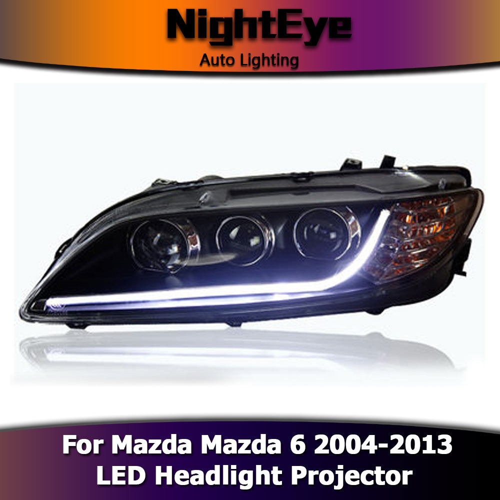 NightEye Car Styling for Mazda 6 Headlights 2004-2013 Mazda6 LED Headlight Universal Type DRL Bi Xenon Lens High Low Beam Parking