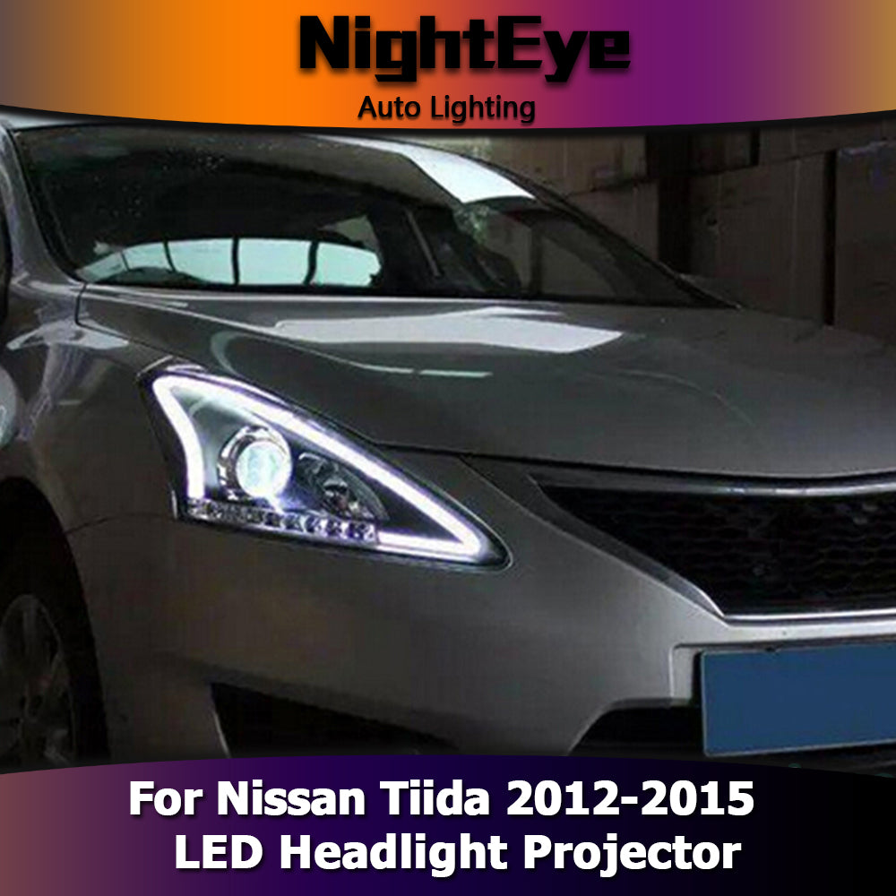 NightEye Car Styling for Nissan Tiida Headlights 2012-2015 New Tiida LED Headlight Signal LED DRL Bi Xenon Lens High Low Beam Parking