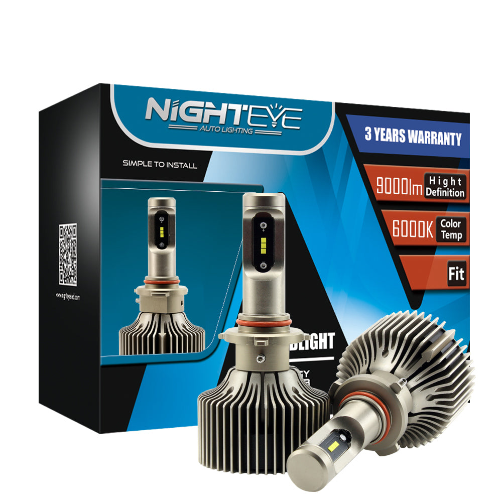 NIGHTEYE 60W 9000LM 9005 HB3 LED Headlight Kit Hi/Lo Beam Fog Light Bulbs 6000K