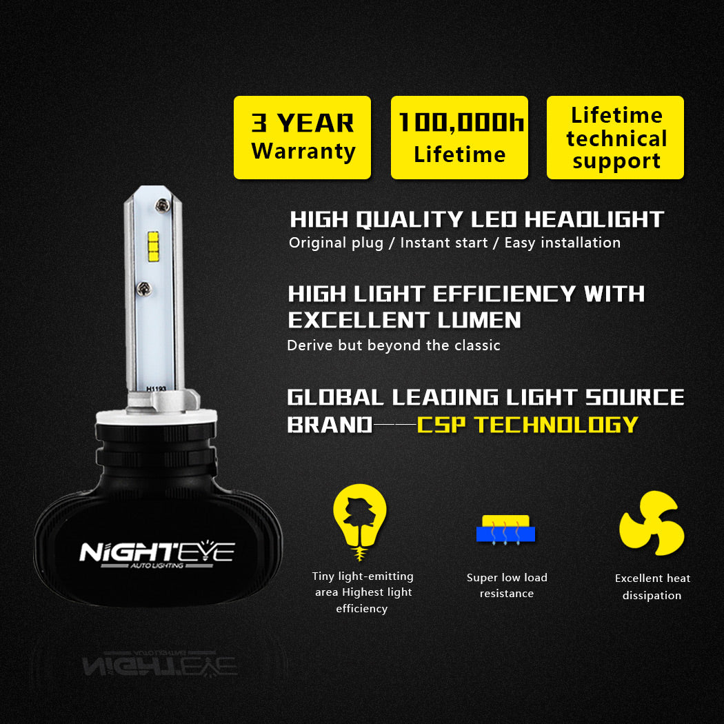 NIGHTEYE  9000LM 880 HB4 LED Light Headlight Bulb Lamp Kit White Beam For Ford
