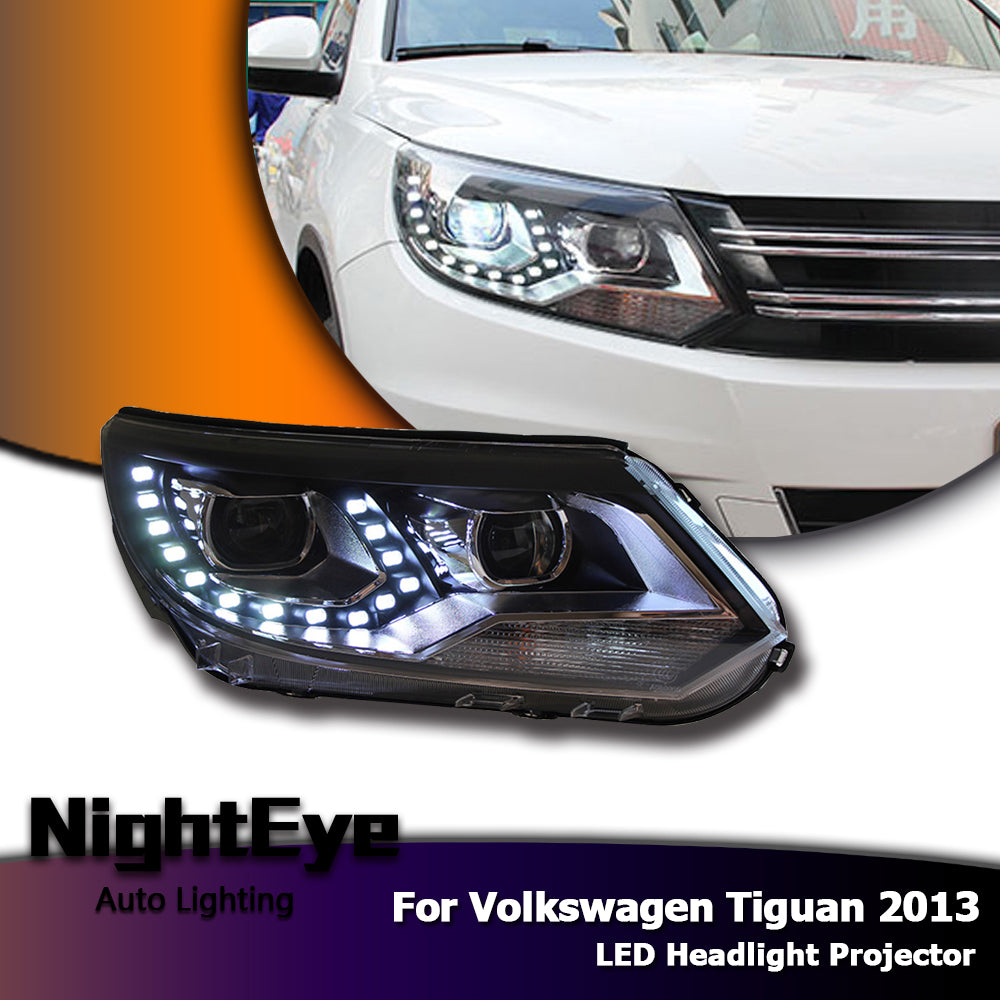 NightEye  Car Styling for VW Tiguan Headlights 2013 New Tiguan LED Headlight LED DRL Bi Xenon Lens Headlight High Low Beam Parking