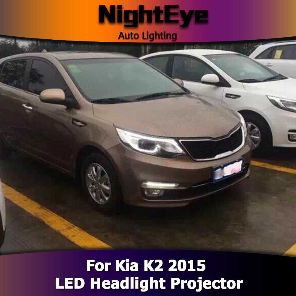 NightEye Car Styling Head Lamp for Kia K2 Headlights 2015 New K2 Rio LED Headlight LED DRL Bi Xenon Lens High Beam Parking Fog Lamp