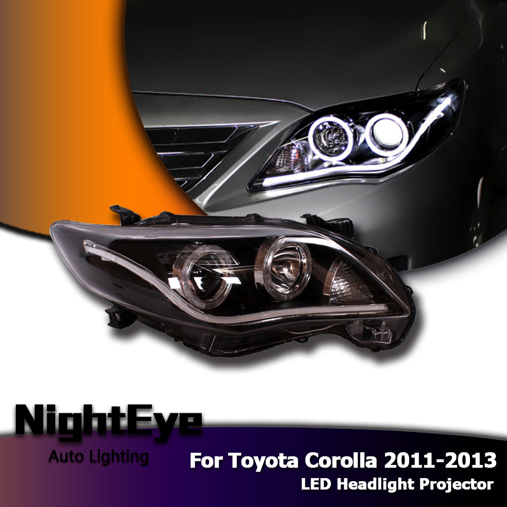NightEyeCar Car Styling for Toyota Corolla Headlights 2011-2013 Angel Eye LED Headlight DRL Bi Xenon Lens High Low Beam Parking Fog Lamp