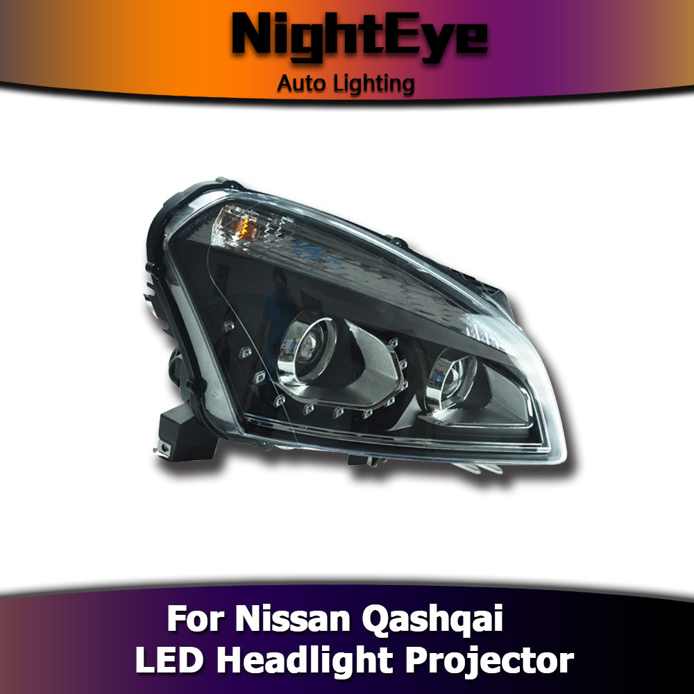 NightEye Car Styling for Nissan Qashqai Headlights Europe Design LED Headlight Signal LED DRL Bi Xenon Lens High Low Beam Parking