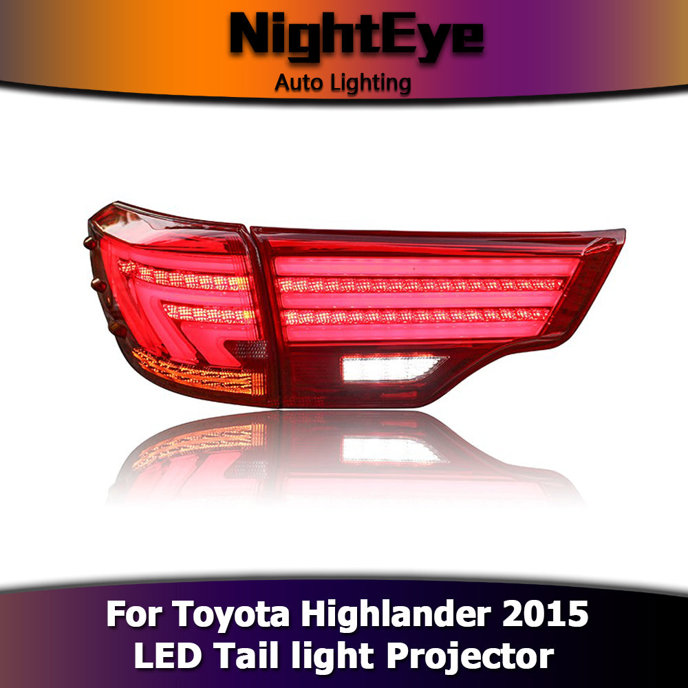 NightEye Car Styling for Toyota Highlander Tail Lights 2015 New Kluger LED Tail Light Lexus Type Rear Lamp DRL+Brake+Park+Signal