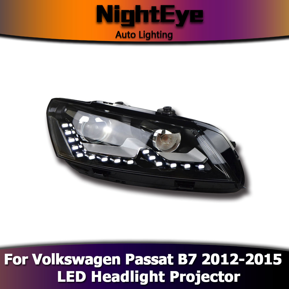 NightEye Car Styling for VW Passat B7 Headlights 2012-2015 US Version LED Headlight DRL Bi Xenon Lens High Low Beam Parking Fog Lamp