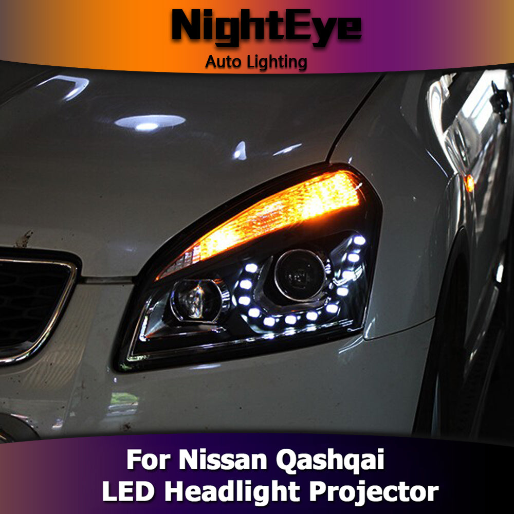 NightEye Car Styling for Nissan Qashqai Headlights Europe Design LED Headlight Signal LED DRL Bi Xenon Lens High Low Beam Parking