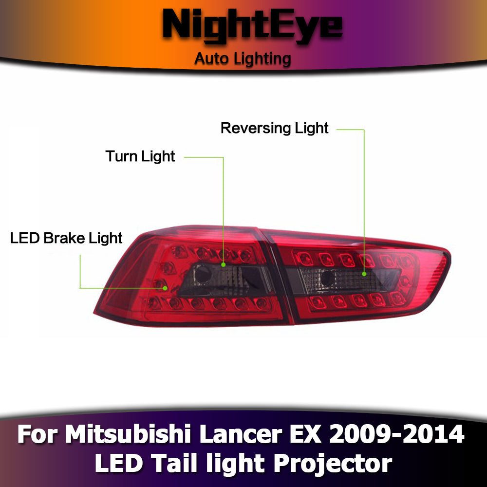 NightEye Car Styling for Mitsubishi Lancer Tail Lights 2009-2014 Lancer EX LED Tail Light Rear Lamp DRL+Brake+Park+Signal