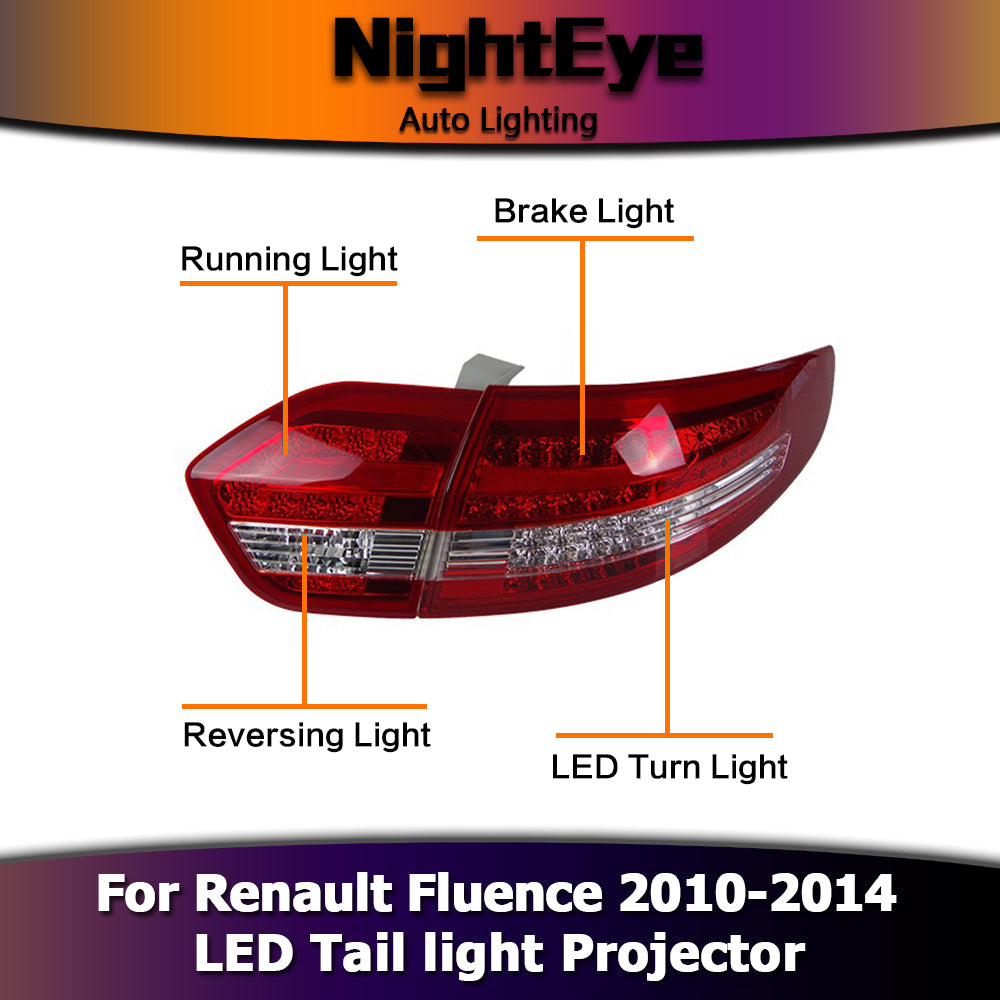 NightEye Car Styling for Renault Fluence LED Tail Lights 2010-2014 Almera SM3 Tail Light Rear Lamp DRL+Brake+Park+Signal