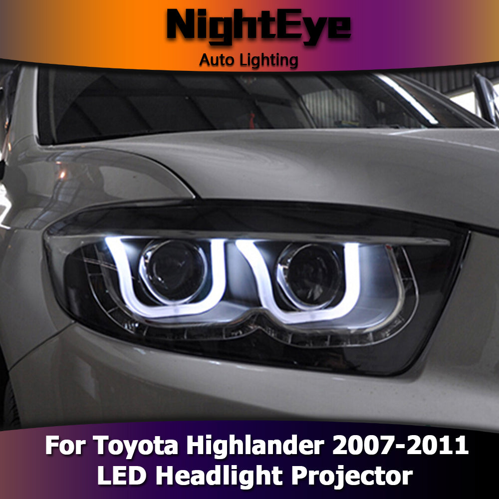 NightEye Car Styling for Toyota Highlander Headlights 2007-2011 LED Headlight DRL Bi Xenon Lens High Low Beam Parking Fog Lamp