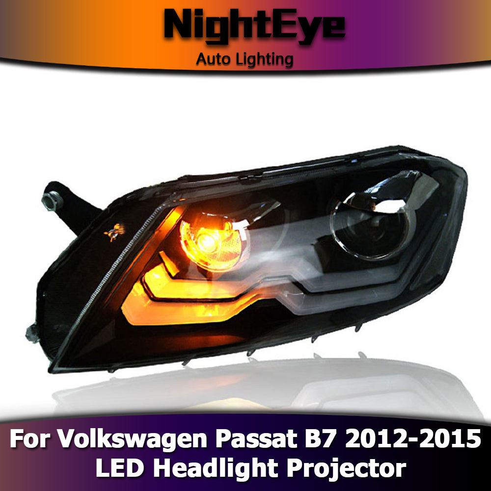 NightEye Car Styling for Passat B7 LED Headlights 2012-2015 VW Passat LED Headlight DRL Bi Xenon Lens High Low Beam Parking Fog Lamp