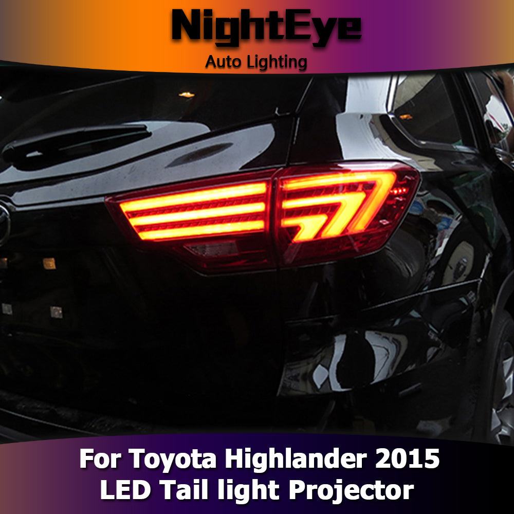 NightEye Car Styling for Toyota Highlander Tail Lights 2015 New Kluger LED Tail Light Lexus Type Rear Lamp DRL+Brake+Park+Signal