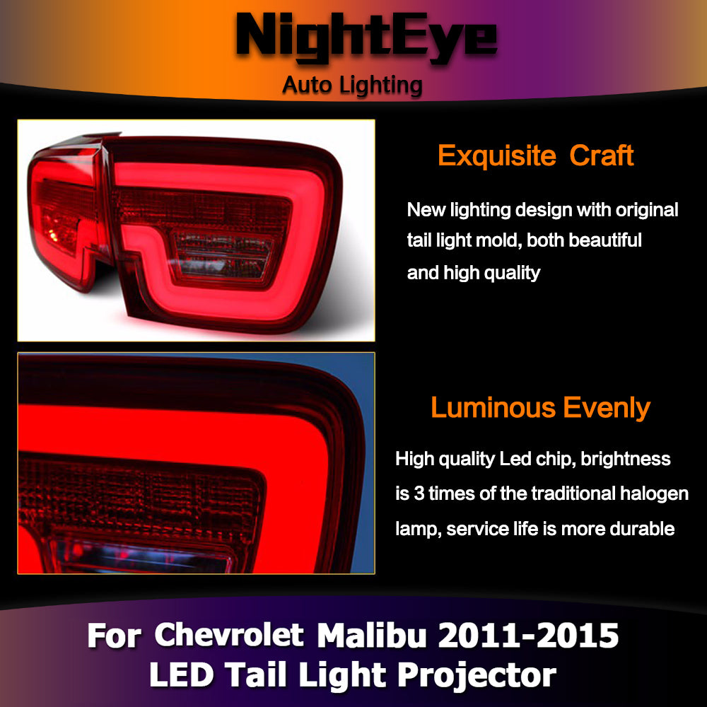 NightEye Car Styling for Chevrolet Malibu Tail Lights 2011-2015 New Malibu LED Tail Light Rear Lamp DRL+Brake+Park+Signal