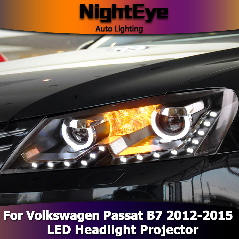 NightEye Car Styling for VW Passat B7 Headlights 2012-2015 US Version LED Headlight DRL Bi Xenon Lens High Low Beam Parking Fog Lamp