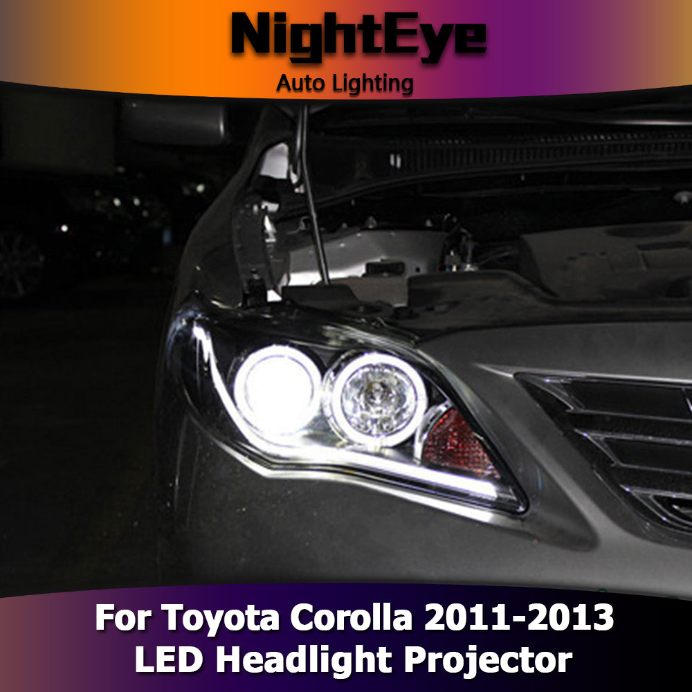 NightEyeCar Car Styling for Toyota Corolla Headlights 2011-2013 Angel Eye LED Headlight DRL Bi Xenon Lens High Low Beam Parking Fog Lamp