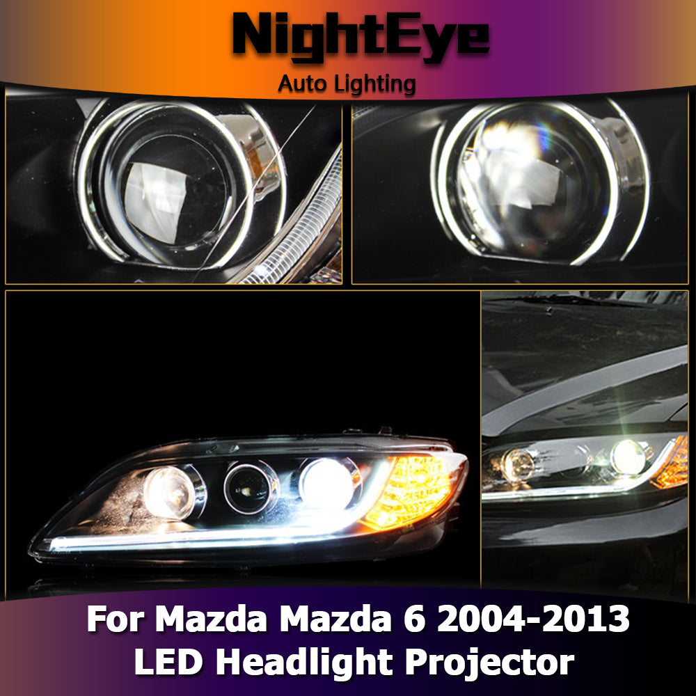 NightEye Car Styling for Mazda 6 Headlights 2004-2013 Mazda6 LED Headlight Universal Type DRL Bi Xenon Lens High Low Beam Parking