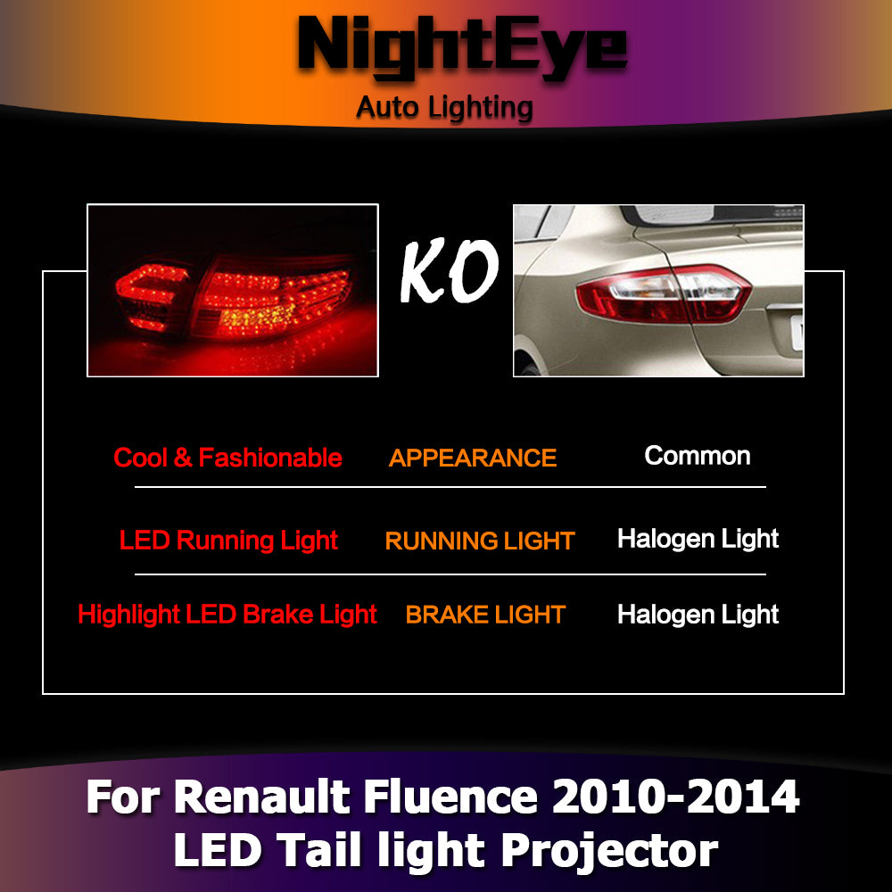 NightEye Car Styling for Renault Fluence LED Tail Lights 2010-2014 Almera SM3 Tail Light Rear Lamp DRL+Brake+Park+Signal