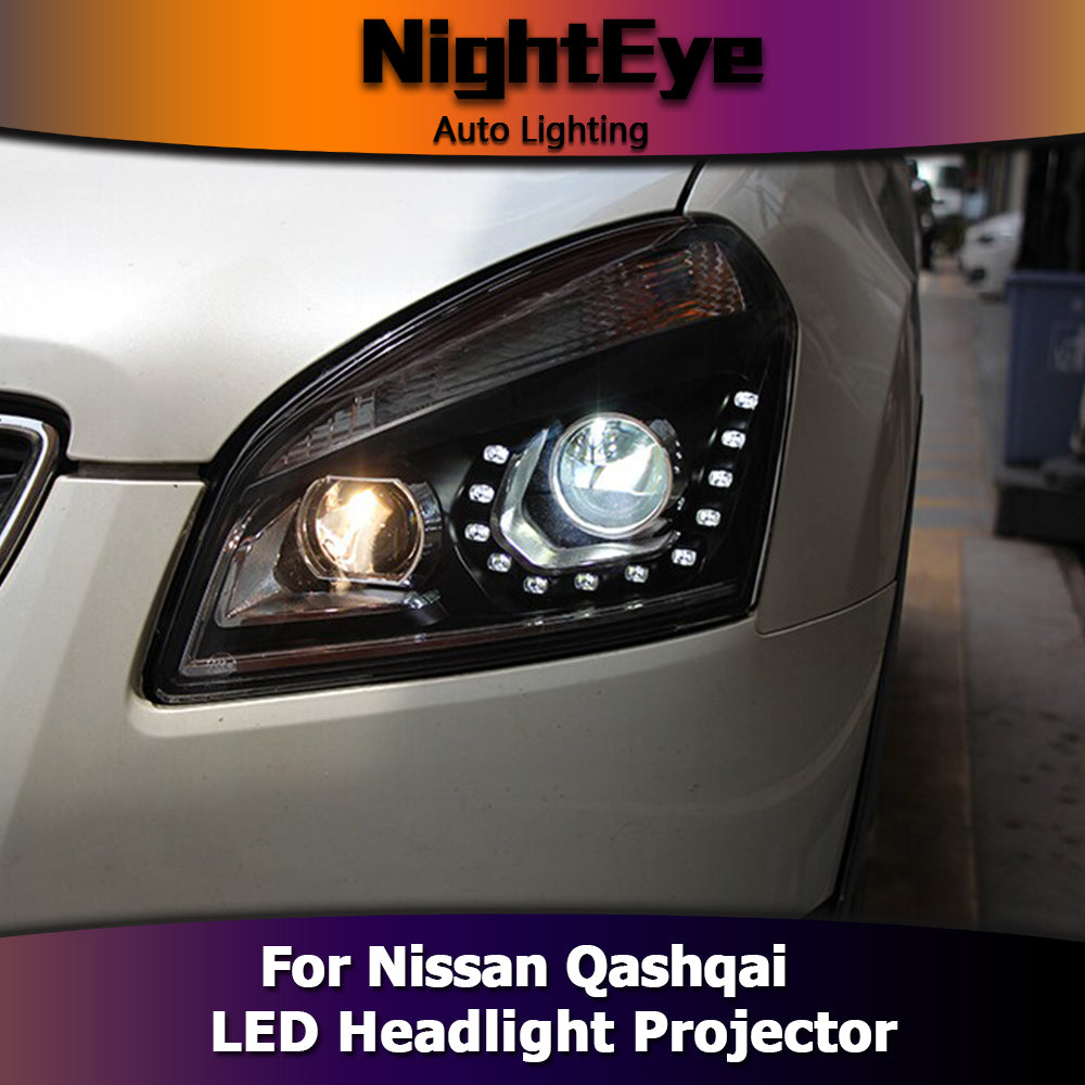 NightEye Car Styling for Nissan Qashqai Headlights Europe Design LED Headlight Signal LED DRL Bi Xenon Lens High Low Beam Parking