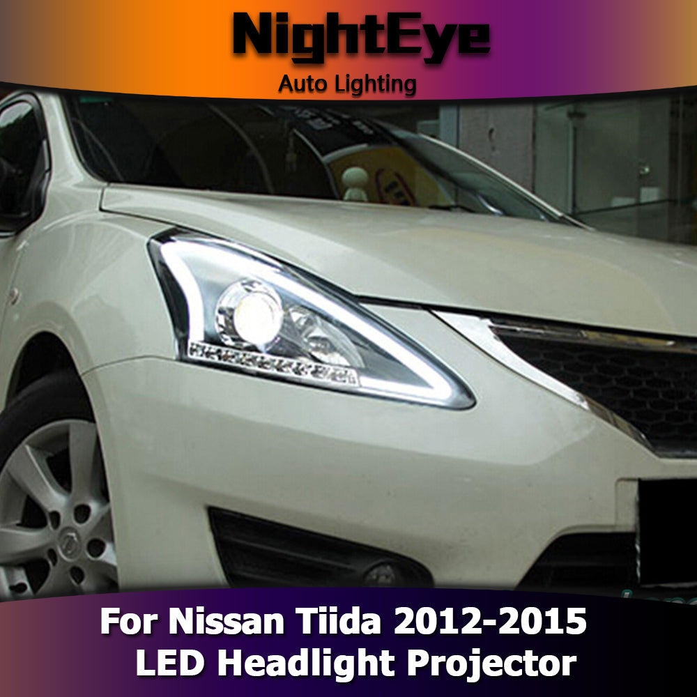 NightEye Car Styling for Nissan Tiida Headlights 2012-2015 New Tiida LED Headlight Signal LED DRL Bi Xenon Lens High Low Beam Parking