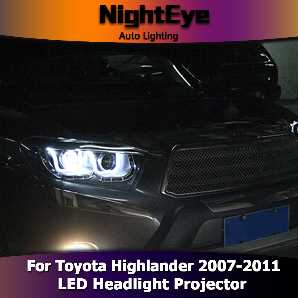 NightEye Car Styling for Toyota Highlander Headlights 2007-2011 LED Headlight DRL Bi Xenon Lens High Low Beam Parking Fog Lamp