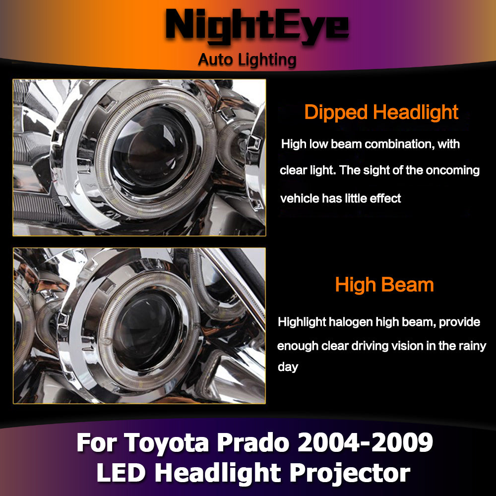 NightEye Car Styling for Toyota Prado Headlights 2004-2009 Prado LC150 LED Headlight LED DRL Bi Xenon Lens High Low Beam Parking