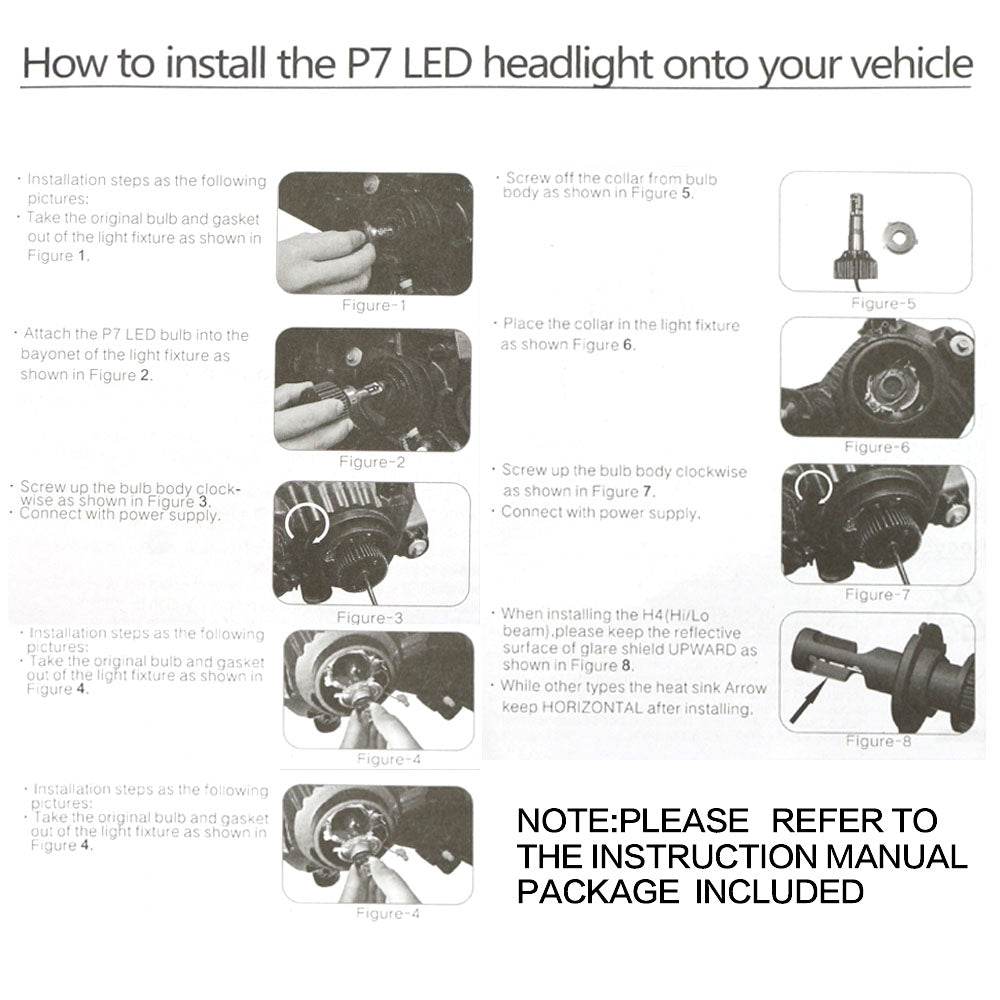 Nighteye H7 9600LM LED Car Headlight Daytime Running Light White Pair Error Free