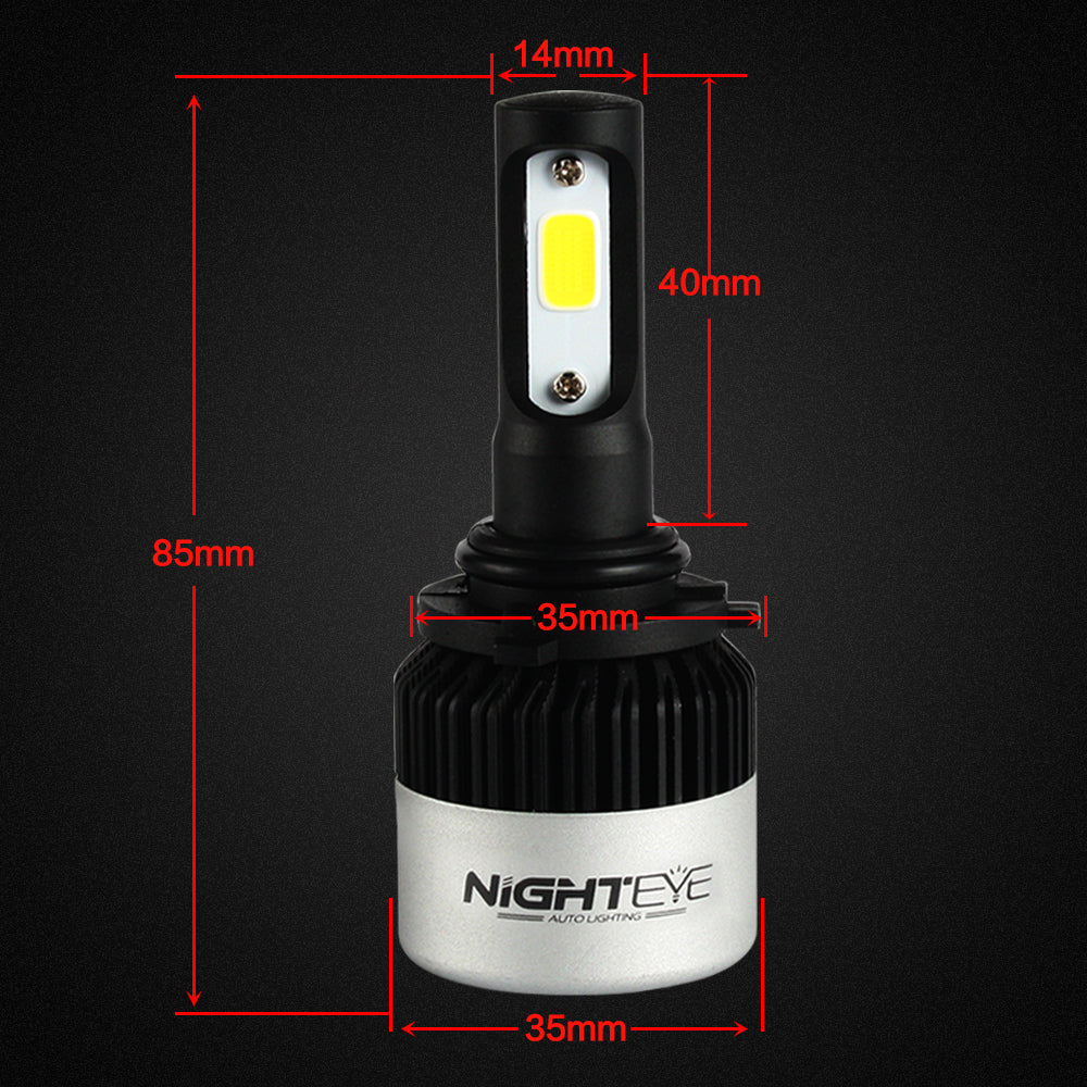 NIGHTEYE 72W 9000LM 9006 LED Headlight Driving Fog Bulb Lamp Kit Mega White Beam