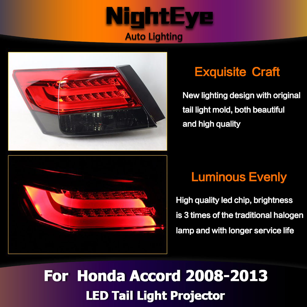 NightEye Car Styling for Accord Tail Lights 2008-2013 Accord8 LED Tail Light LED Rear Lamp LED DRL+Brake+Park+Signal