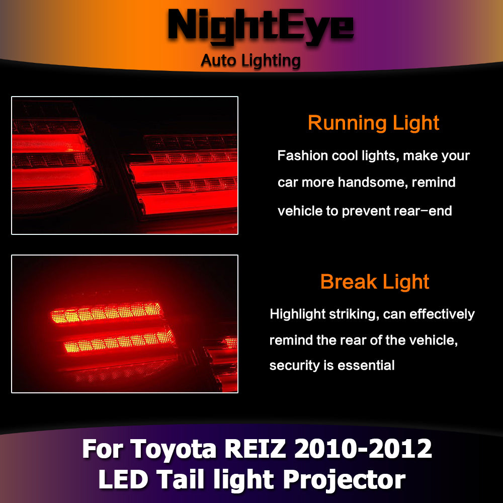 NightEye Car Styling for Toyota Reiz Tail Lights 2010-2012 Mark X LED Tail Light Rear Lamp DRL+Brake+Park+Signal