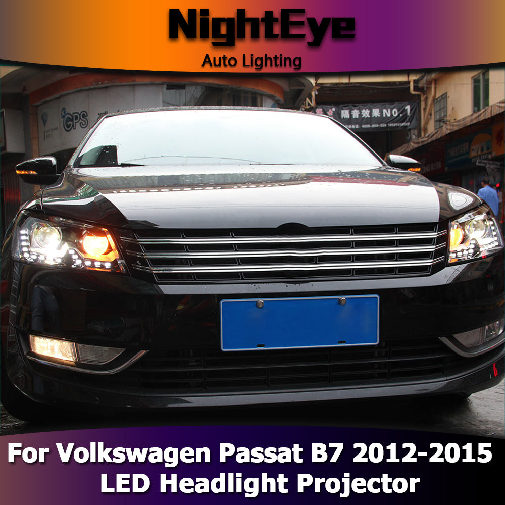 NightEye Car Styling for VW Passat B7 Headlights 2012-2015 US Version LED Headlight DRL Bi Xenon Lens High Low Beam Parking Fog Lamp