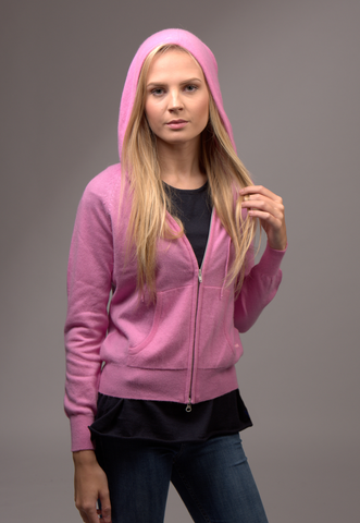 women's cashmere zip up hoodie