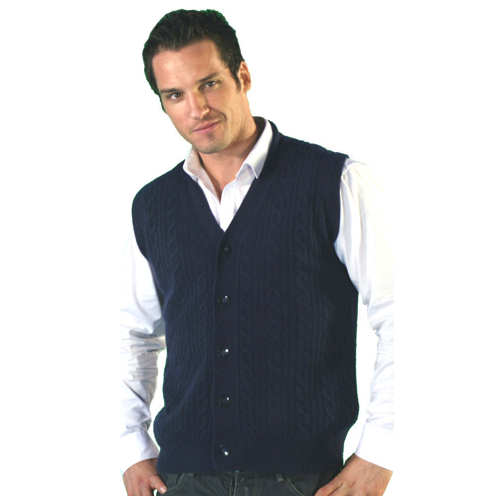 Men's Sleeveless Cable Knit Cashmere Cardigans – I Love Cashmere