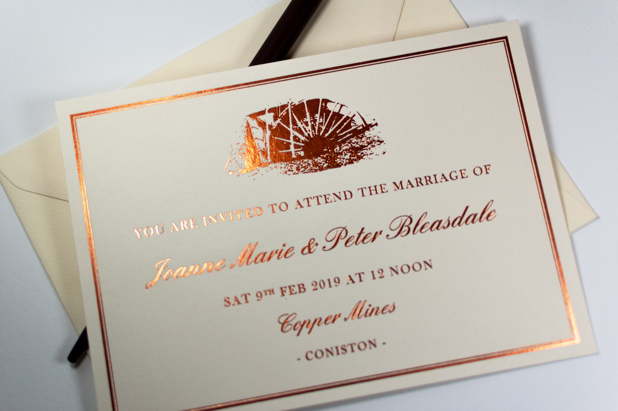 Copper Foil Wedding Invitations