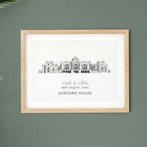 Personalised wedding venue illustration print - Gosford House - Com Bossa