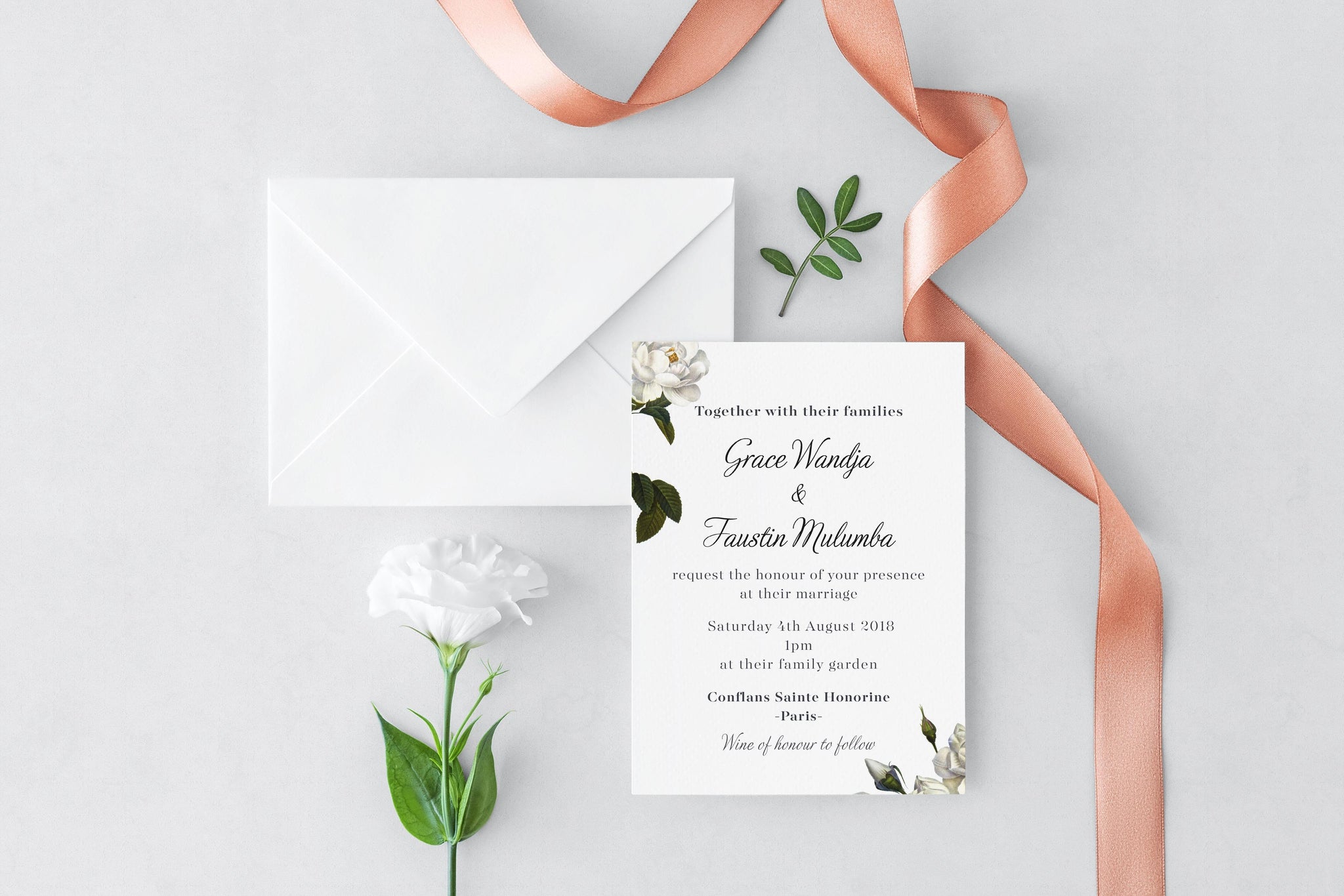 White Rose Wedding Invitation, HD Digital Print - Com ...