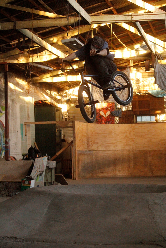 Jimmy Pease getting man hop over the DIY volcano - Anchor Bmx
