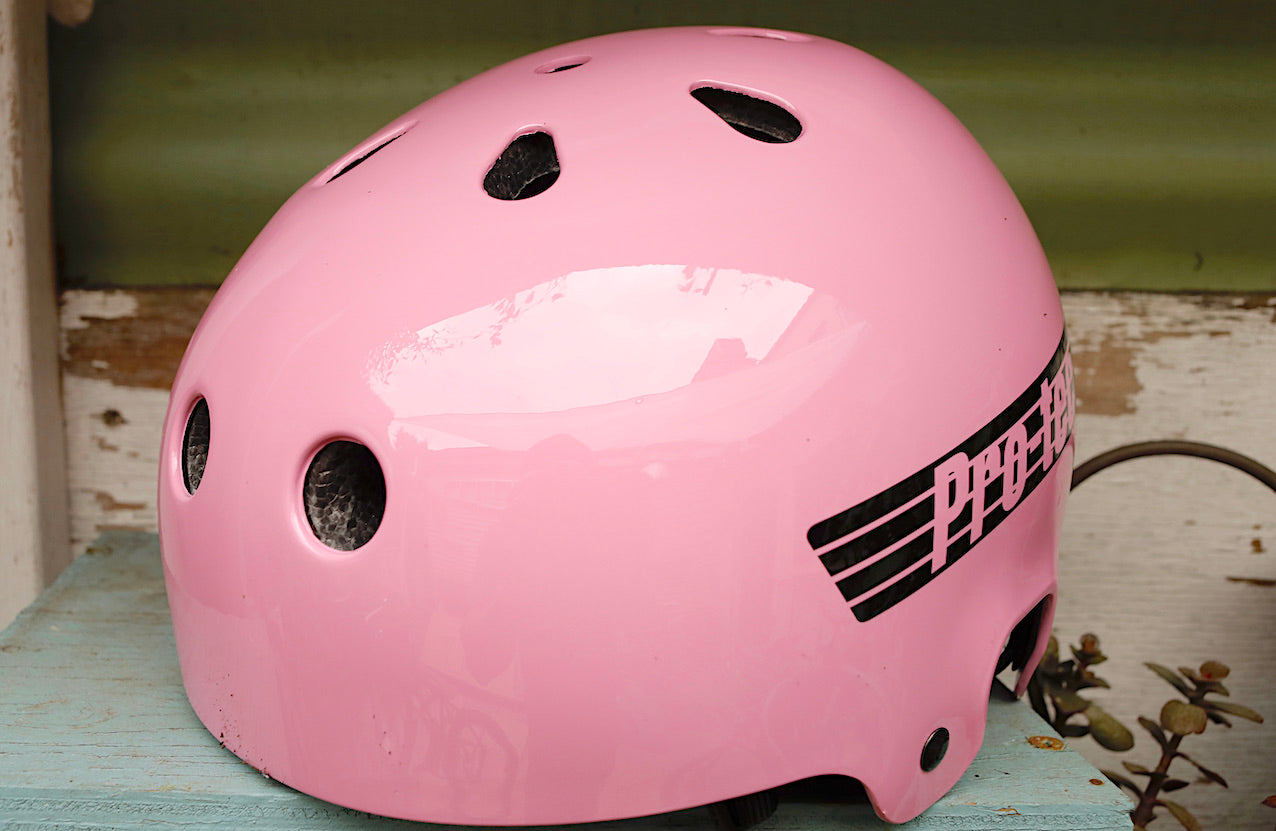 light pink helmet