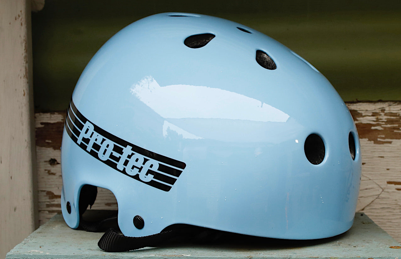 light blue helmet