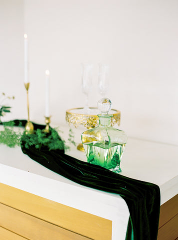 emerald velvet table runner