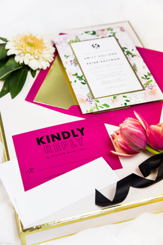 pink wedding invitation