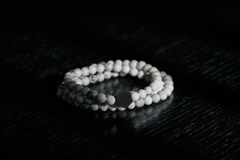 A product image of the Howlite White Stone beaded wrap bracelet